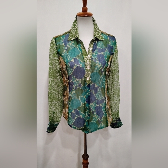 KIKIT Tops - KIKIT POLY CHIFFON PATCHWORK BLOUSE
